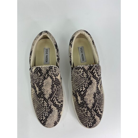 Steve Madden Gills Natural Textile Snake Slip-On Sneakers 9.5 M Taupe Gray - Picture 3 of 9
